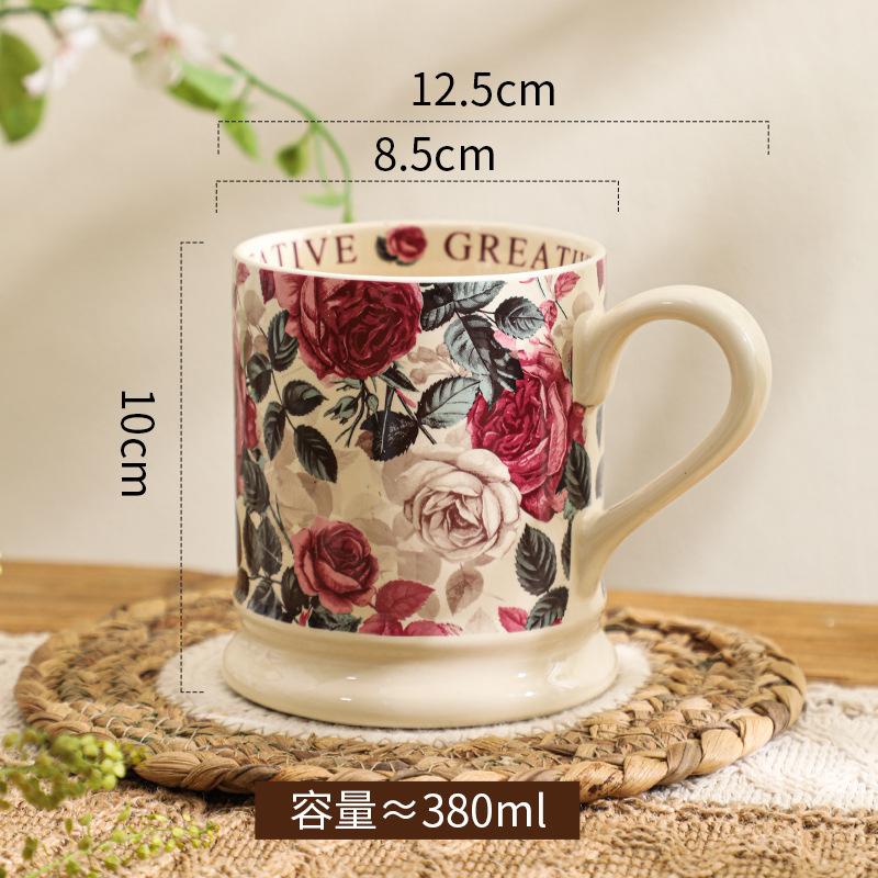 French Retro High-Value Mug Niche Office Water Cup Ceramic Coffee Cup Breakfast Cup Couple Cup Teacup