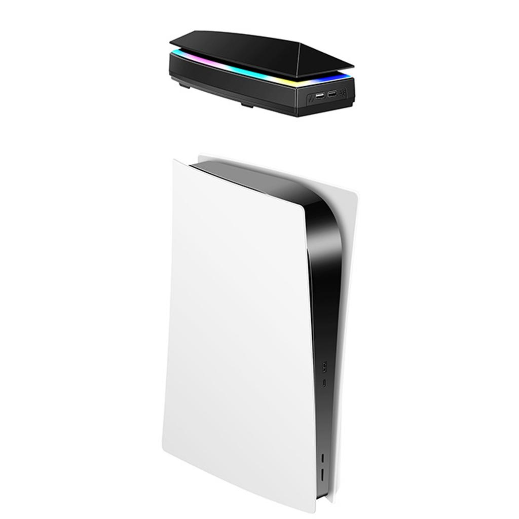 Ventilator de răcire pentru accesorii PS5, ventilator de răcire silențios îmbunătățit cu lumină LED, accesorii de răcire cu hub-uri USB2.0