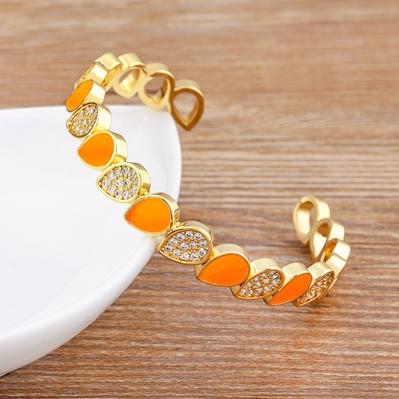 

Nidin Luxurious AAA Zircon Elements 5 Colors Water Drop Shape Shine Austrian Crystal Open Bangles Fashion Jewelry Women Gift 56-58mm