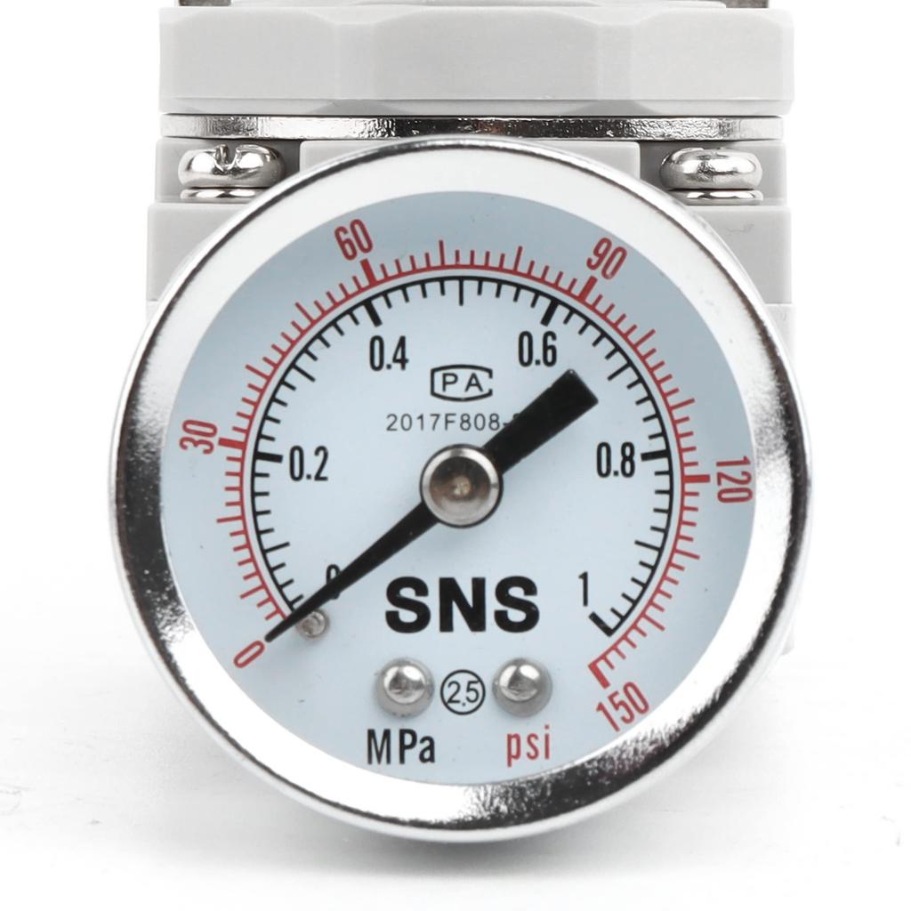 SNS SAR2000-02 1/4"PT Female Thread Air Pressure Regulator 0.05-0.85 MPa Adjustable, Bracket, Gauge