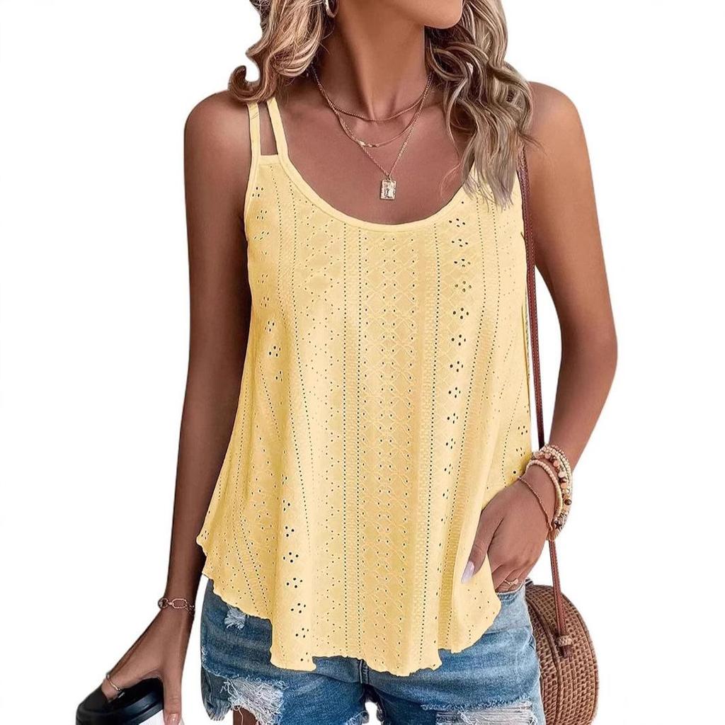 Women's Spaghetti Strap Sleeveless Tank Top - Loose Fit for Summer Vacation 2025