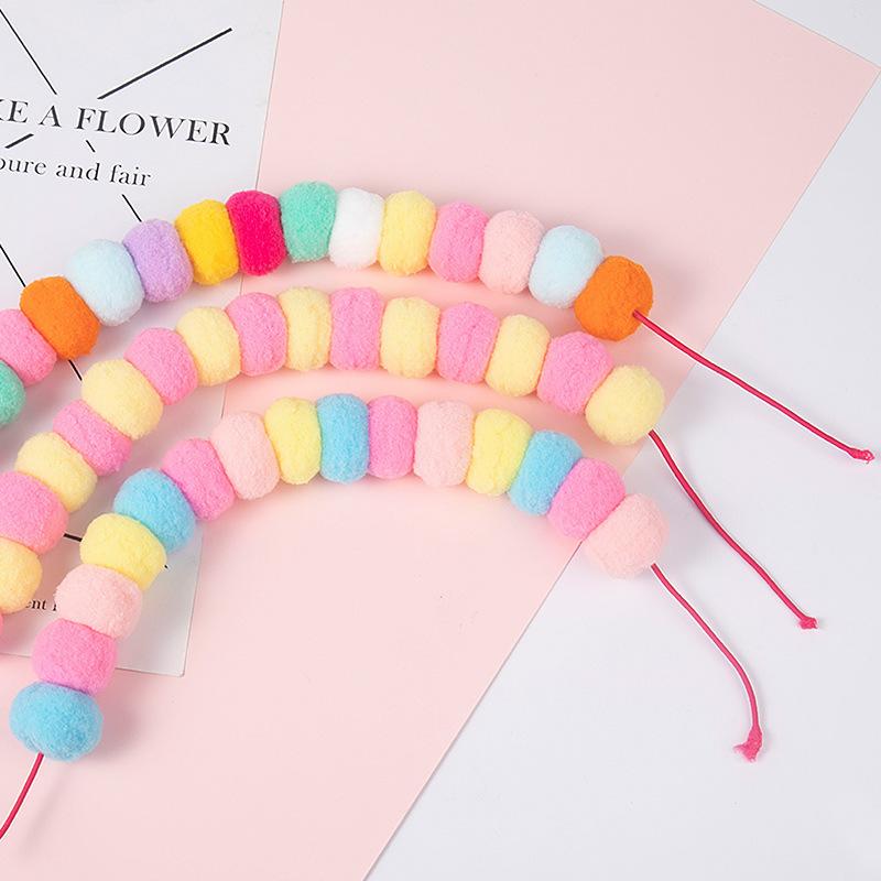 Pet Collar with Colorful Pom-poms, Handmade Woven Christmas Cat Collar, Corgi Neck Collar Accessories