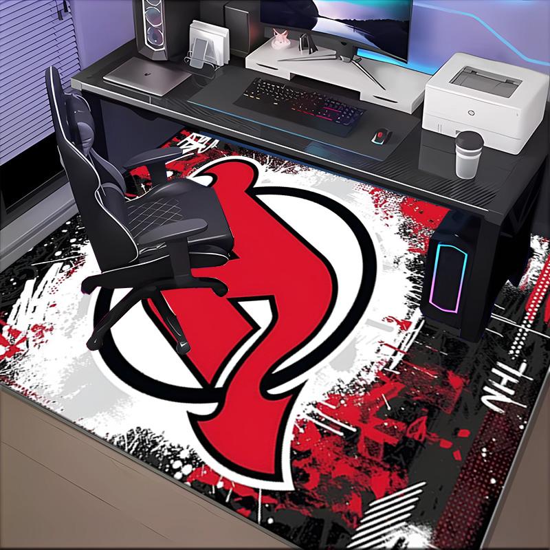 Jersey Devils Logo Floor Mat for Living Room, Game Rooms, Office, Bedroom, Office Floor Mat Playful Design, Christmas Fan Gifts