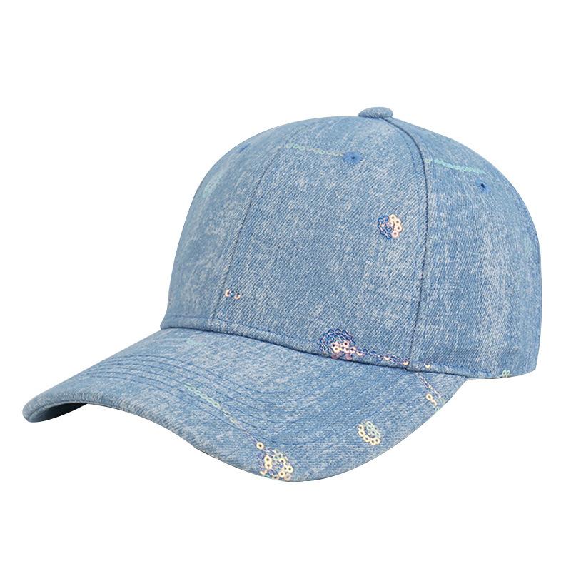 New Washed Denim Baseball Cap Women's Fashion Trend Sequined Meteor Shade Cap Spring and Summer Sun Protection Hat Men