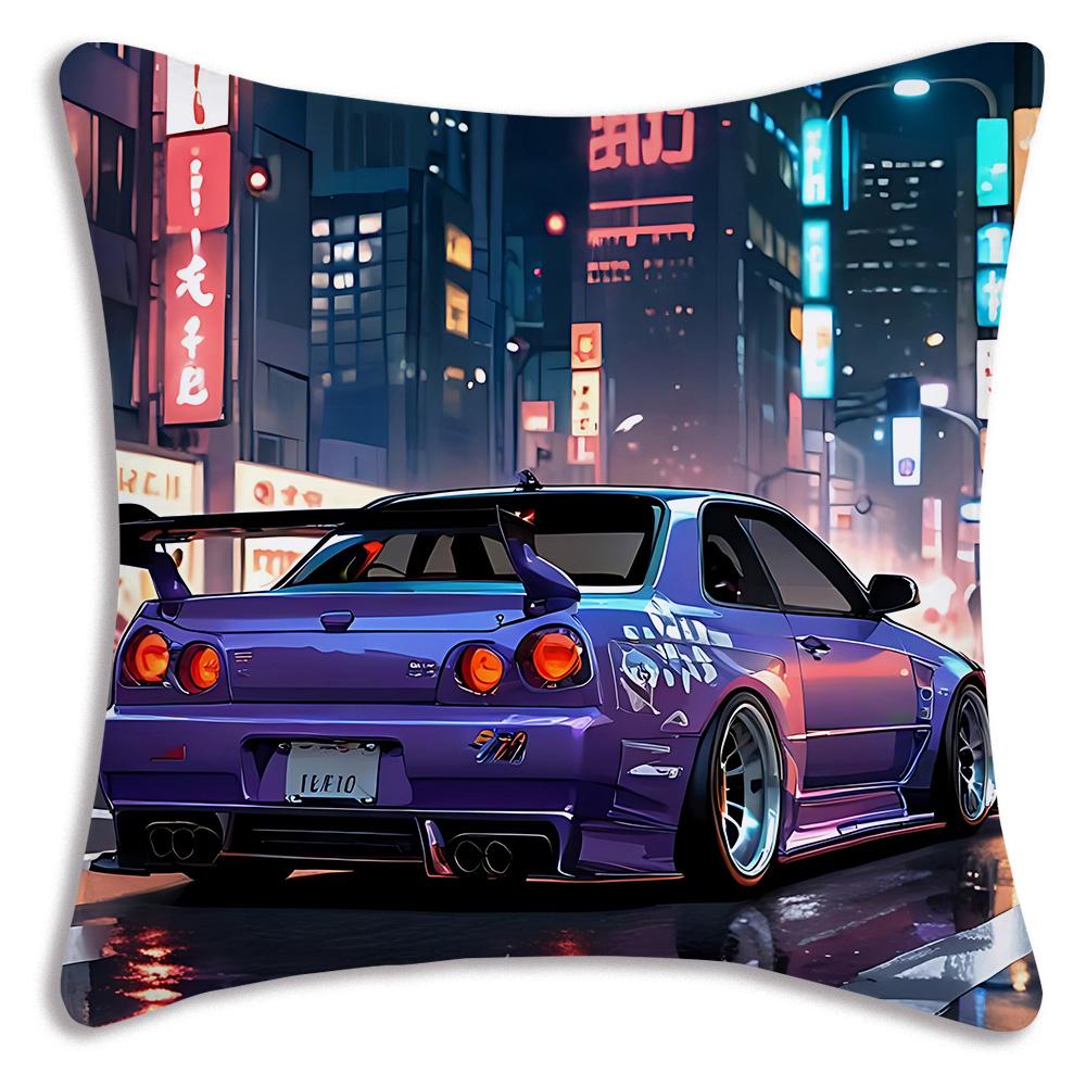 Racing cool sports car Pillow Covers Cartoon Sofa Decorative Home Double-sided Printing Short Plush Cute Cushion Cover