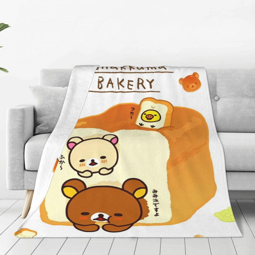 Cartoon Rilakkuma Anime Girls Blanket Super Soft Novelty Plush Throw Blanket For Home Decor Travel Flannel Bedspread Bed Cover