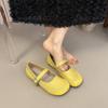 French Retro Mary Jane Shoes Women's 2025 Spring and Summer New Versatile Single Shoes Light Mouth Yellow Small Leather Shoes Doudou Shoes