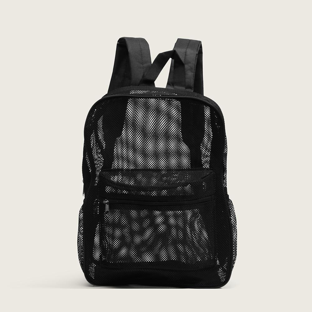 Backpack Schoolbag Shoulder Bag Girls Middle School Student Lightweight Fitness Foldable Large Capacity Mesh Scarf Bag Grid Holes Bag