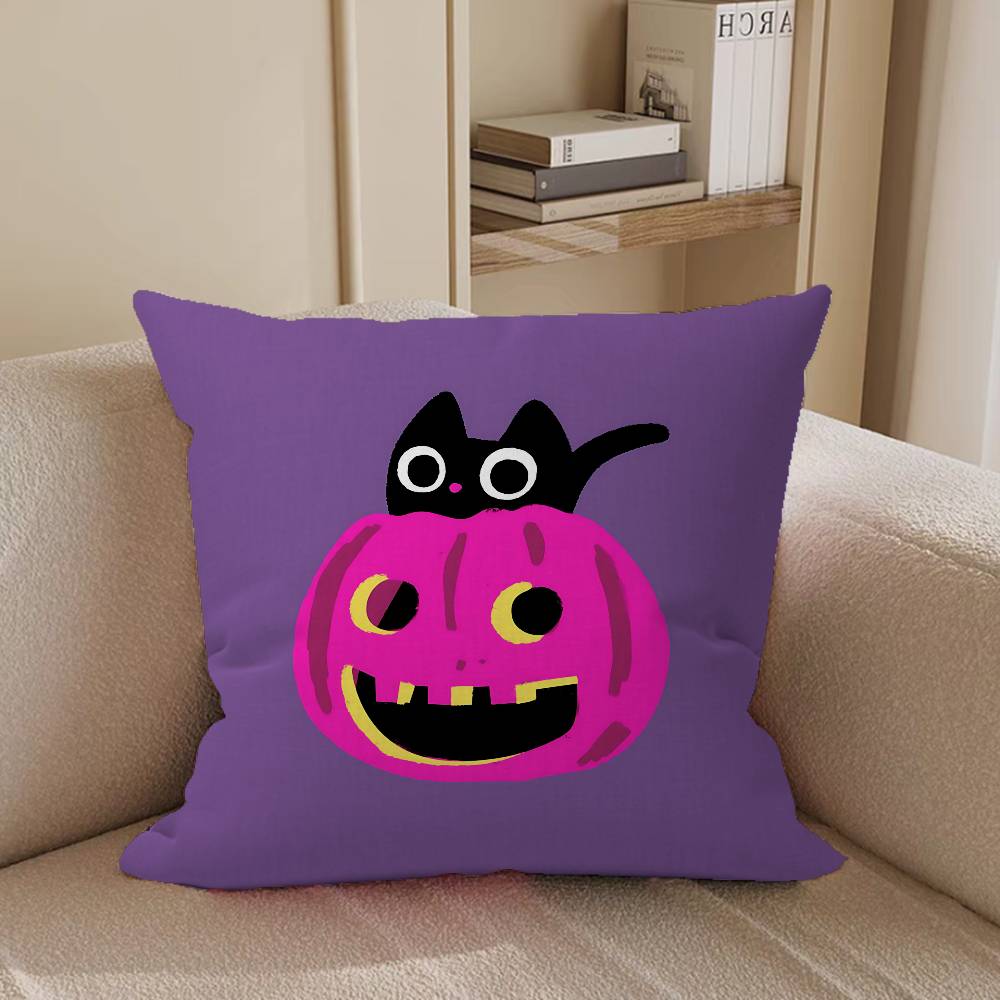 PunkS Style Small Cartoon Cute Black Cat Pillow Cushion Cover Pillowcase Living Room Sofa Home Decor Customized