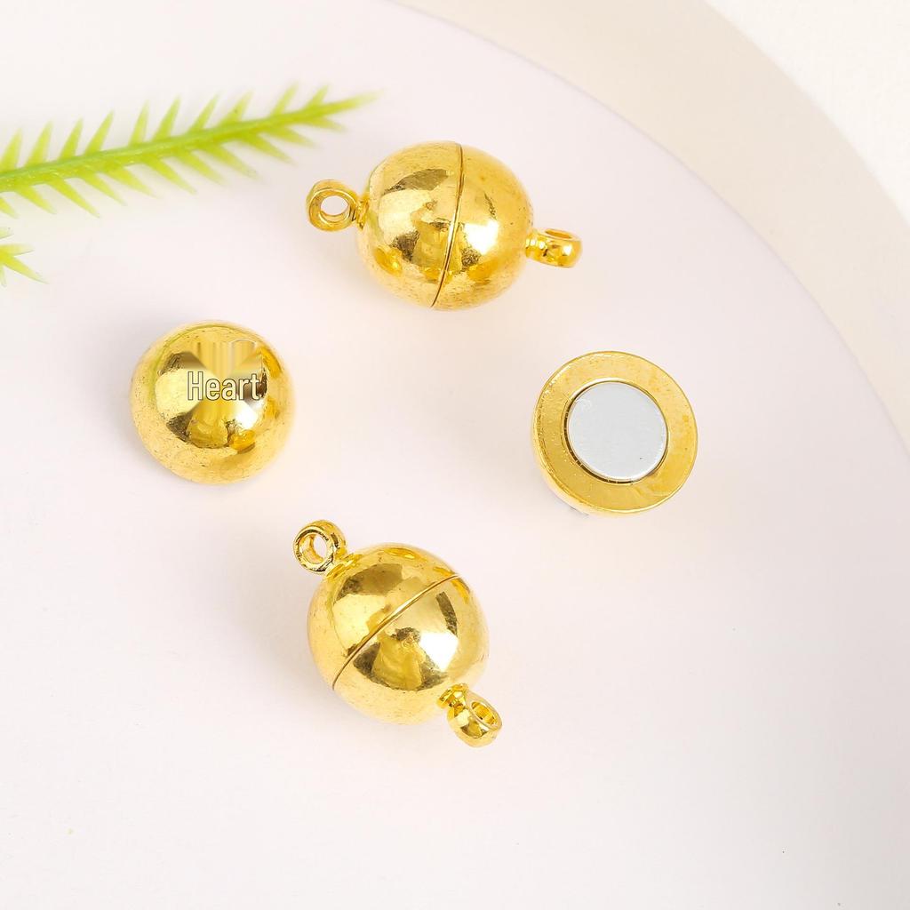 18K Gold Plated Colorfast Round Magnetic Ball Clasp for DIY Bracelet and Necklace Jewelry