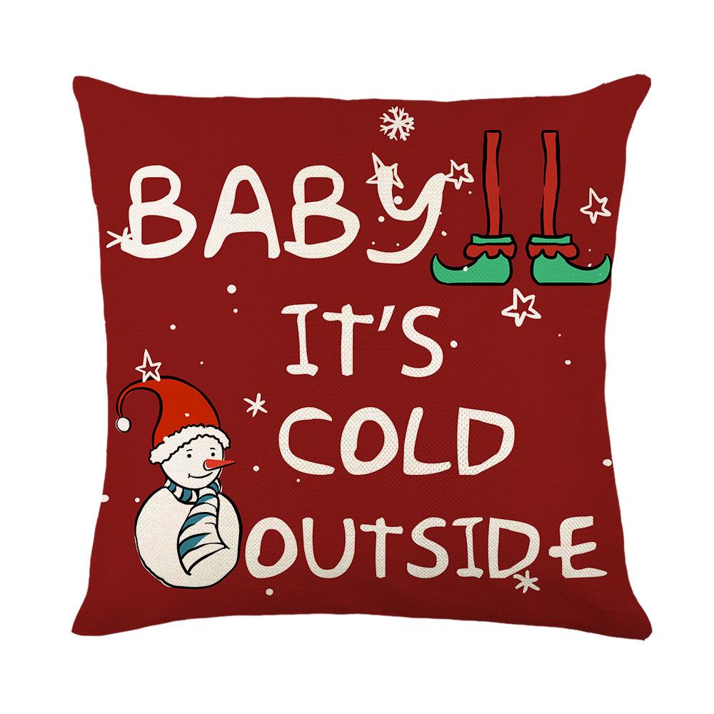 Christmas Pillow Cover Christmas Tree Old Man Letter Print Home Sofa Cushion Cover Linen Pillow Cover