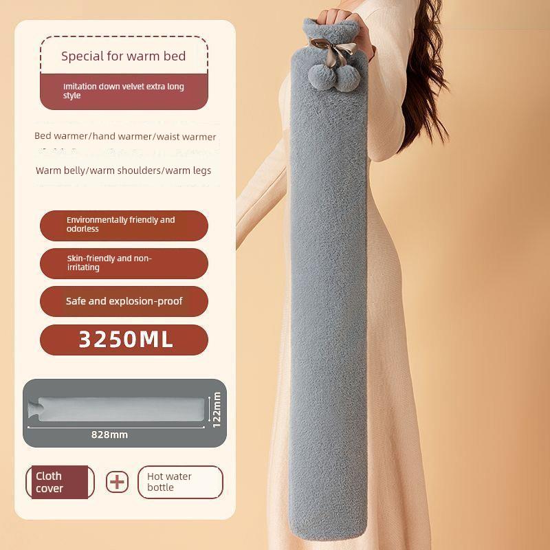 German Precision-Made Hot Water Bottle, 2026 New Model, Winter-Specific for Bedding, Thickened Explosion-Proof Long Plush Warm Water Bag