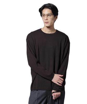 Nano Universe CICA & UV Protection Rib Knit Crew Neck Men's Size M 050 Brown 668-5222221