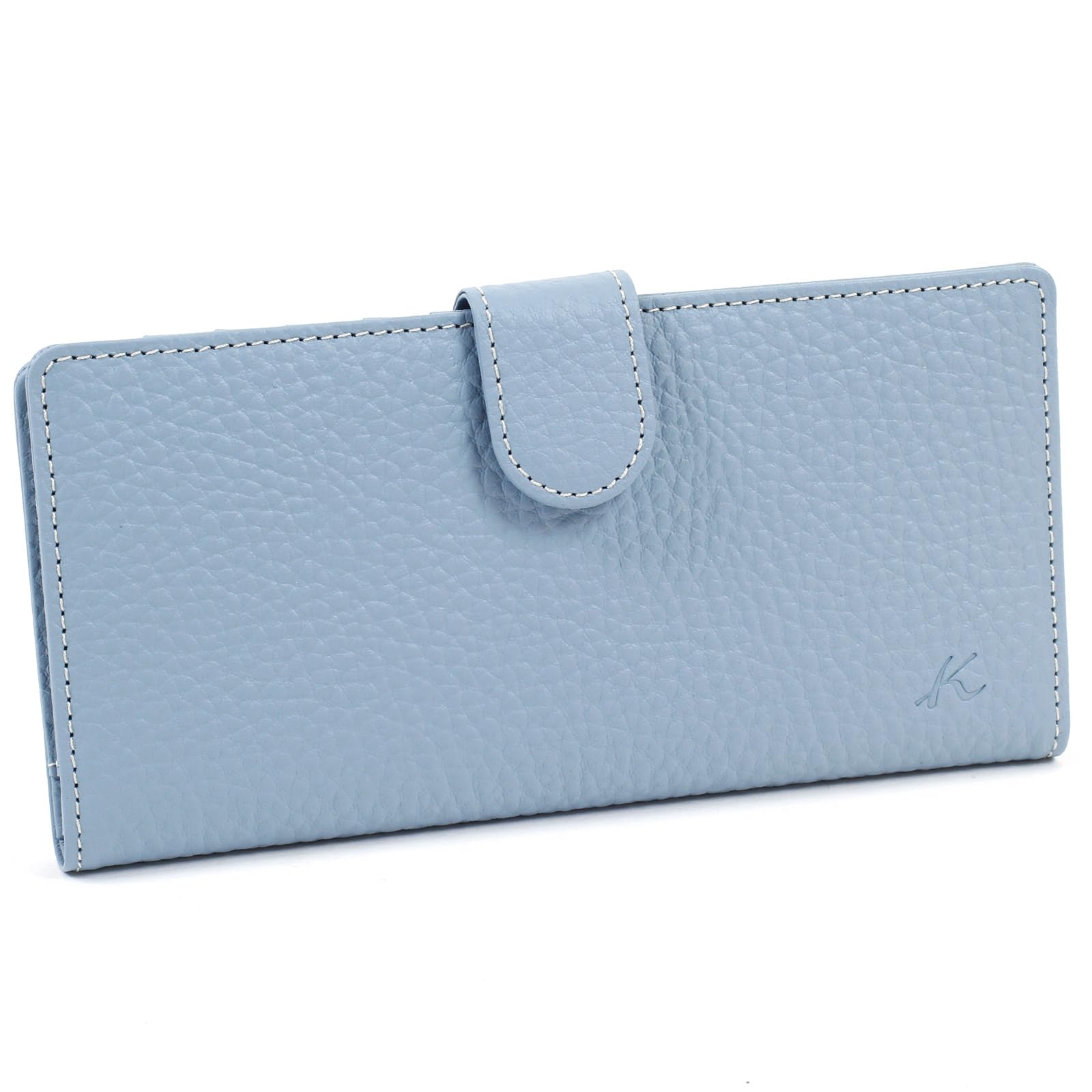 

Slim Long Wallet PH0769 Blue Stitch 84911 [Kitamura] Gray/Ivory