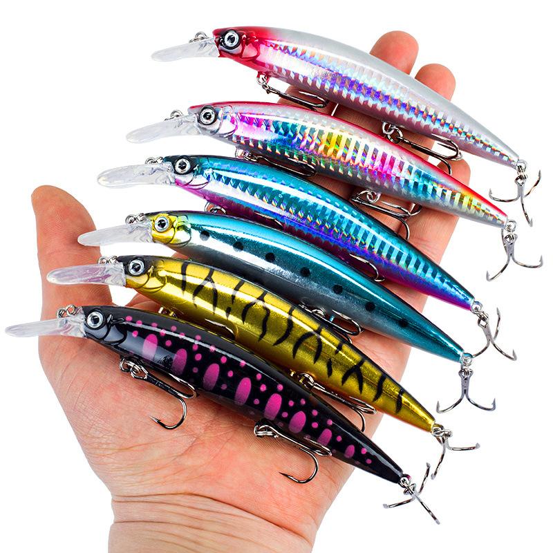 1Pc 130Mm/36G Simulation Minnow Fishing Lure Laser Engraving Long Casting Hard Lure With 3 Treble Hooks Wobble Fishing Tackles