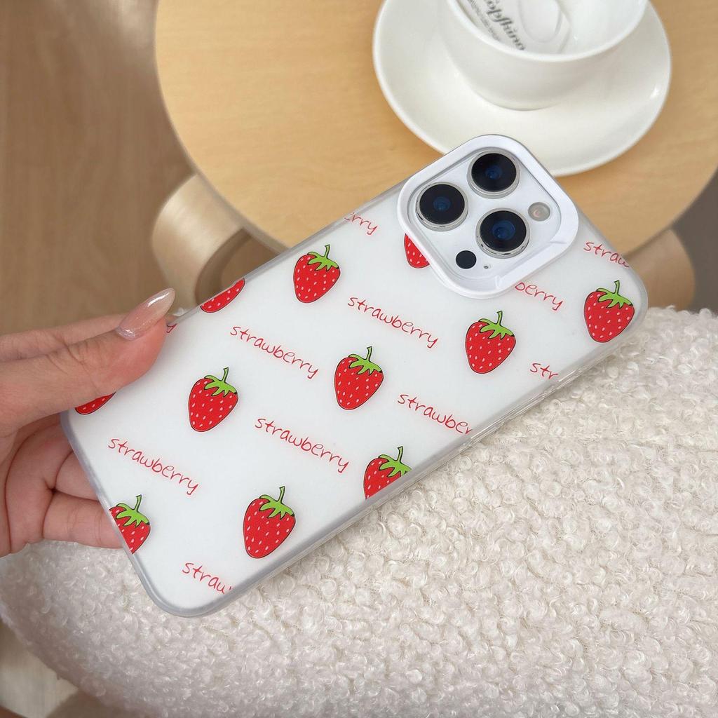 Strawberry iPhone Case: Compatible with Apple 16 Pro Max, iPhone 15, 14/13, and 17P, featuring a full-screen design.
