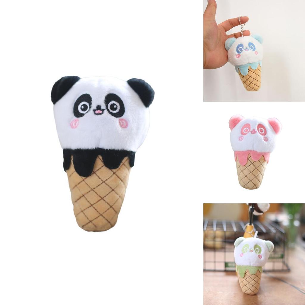 Cute And Adorable Cone Panda Keychain Plush Toy Bag Pendant