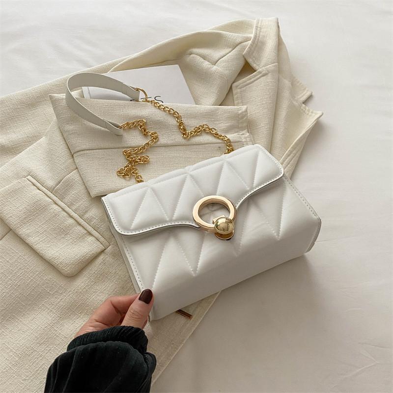 Gold Buckle Crossbody Bag For Women Summer Small Square Fashion Chain Shoulder Purse For Daily Use