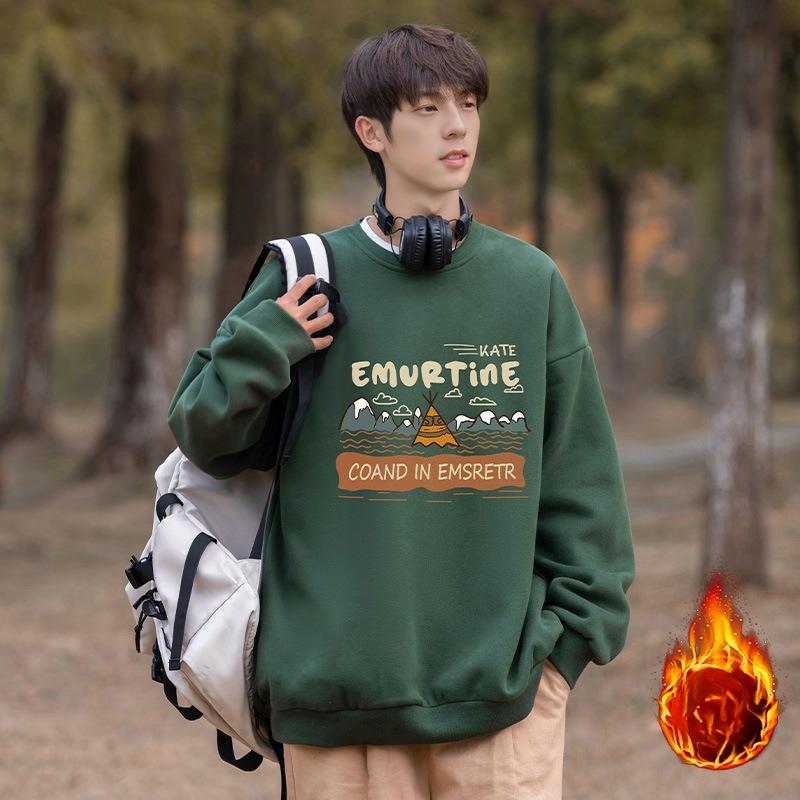 

Мужской свитшот в стиле ретро с круглым вырезом, осенне-зимний, бархатный, утолщенный, свободный, с капюшоном, с длинными рукавами, для мальчиков 4XL