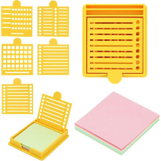 Sticky Note Stencil, Sticky Note Stencil and Holder, Post It Stencils, with Five Different Stencil, for Room and Office Desk Organizer, for 3x3 Inch