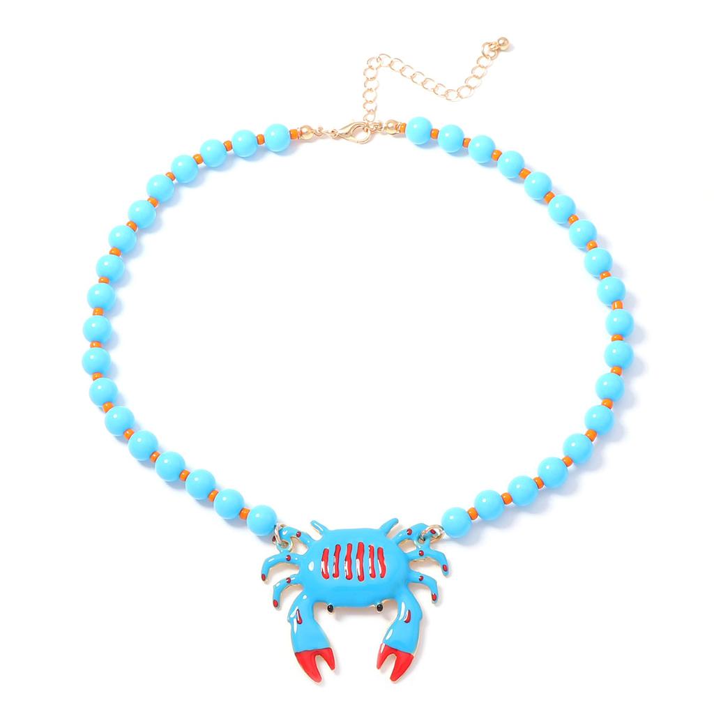 Summer fun ocean wind crab pendant beaded necklace fresh contrasting colors personalized vacation travel women's models