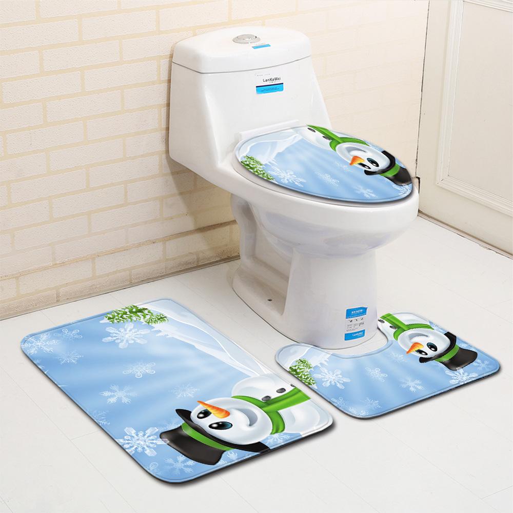 Christmas Bathroom Floor Mat Toilet Three-Piece Set