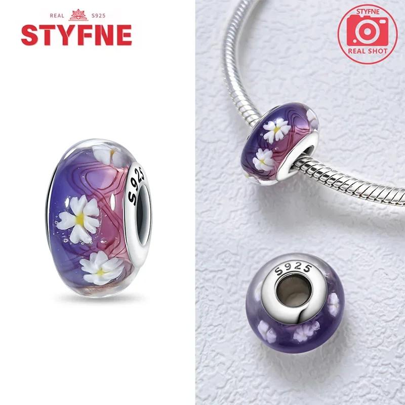 Copper Colorful Flower Series Murano Glass Beads Luxury Charm Fit Original Braceletdiy Fine Jewelry Gift For Women