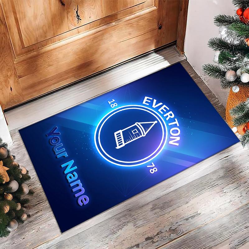 Everton FC Printed Crystal Velvet Rug Non‑Slip Crystal Velvet Carpet For Sofa Bedroom Indoor Home Decoration