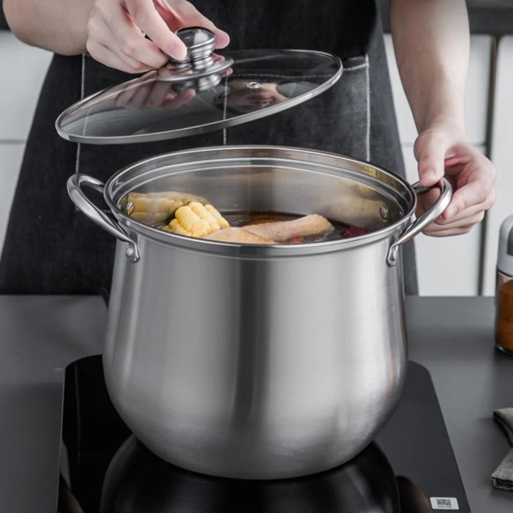 Large Stock Pot 5L with Lid - Stainless Steel Cookware Stockpot Healthy Cookware Polished Stockpots Soup Pot