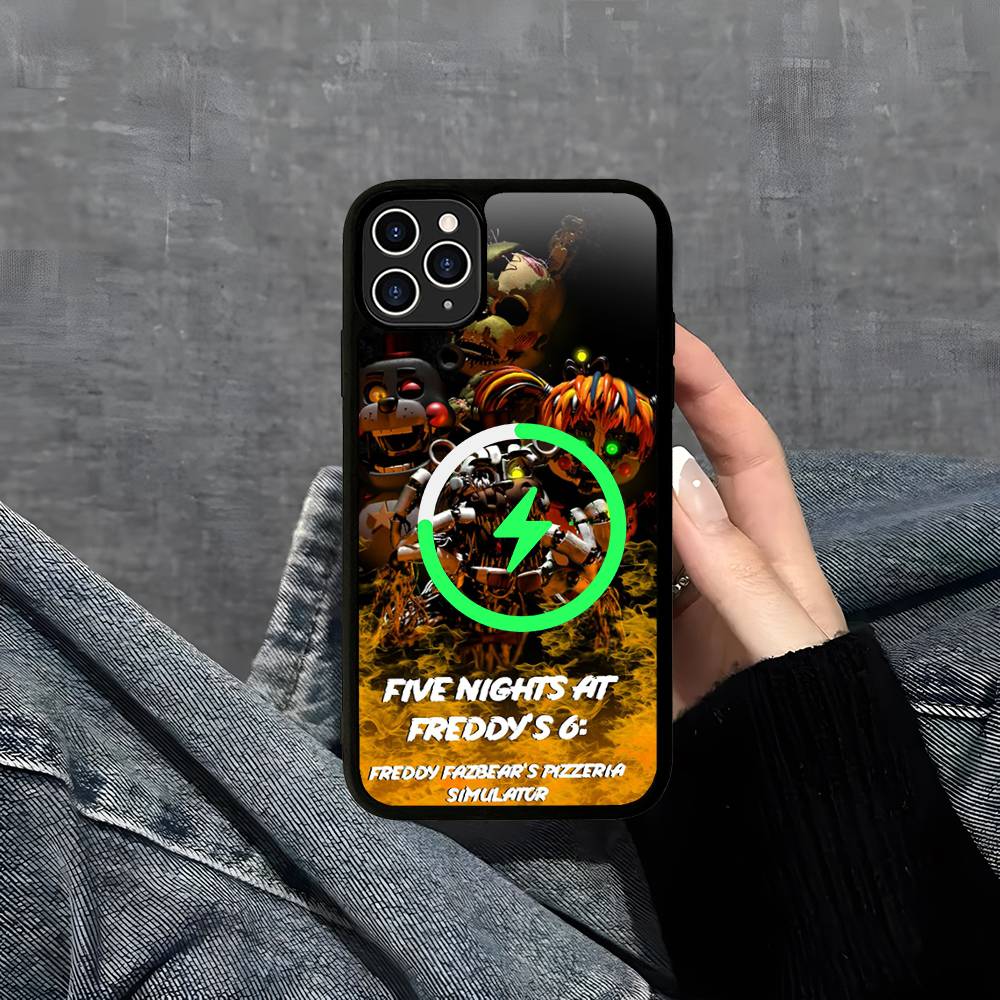 Amine Fnaf Five-nights-At-Freddys Magnetic Matte Phone Case For IPhone 16 17 15 14 13 12 11 For Magsafe Wireless Charge Cover