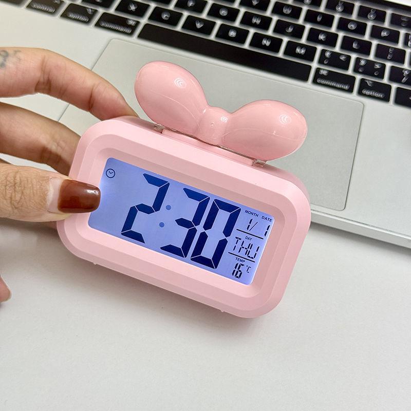 LED Digitaluhr Schleife Temperaturerkennung Wecker Niedliches Geschenk Mit Nachtlicht Mini Schreibtisch