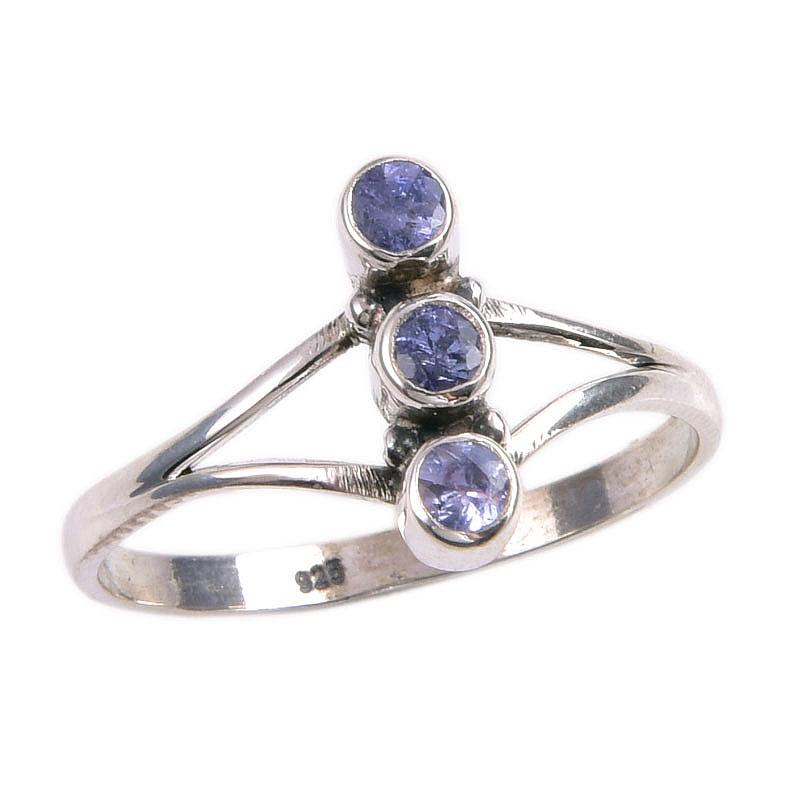 Natural Tanzanite Gemstone 925 Solid Sterling Silver Jewelry Ring Size 8 Y0H33