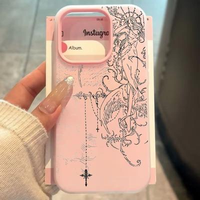 Gothic Style Angel Cross Line Drawing Phone Case for Xiaomi Redmi Note 14 13 12 11 Pro 4G 5G 15C 13C 14C 12C 10 9 9A 9C Cover