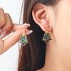 Festive Star Layered Dangle Earrings Women Zinc Alloy Drop With Christmas Tree Hat Design Oil Paint Finish