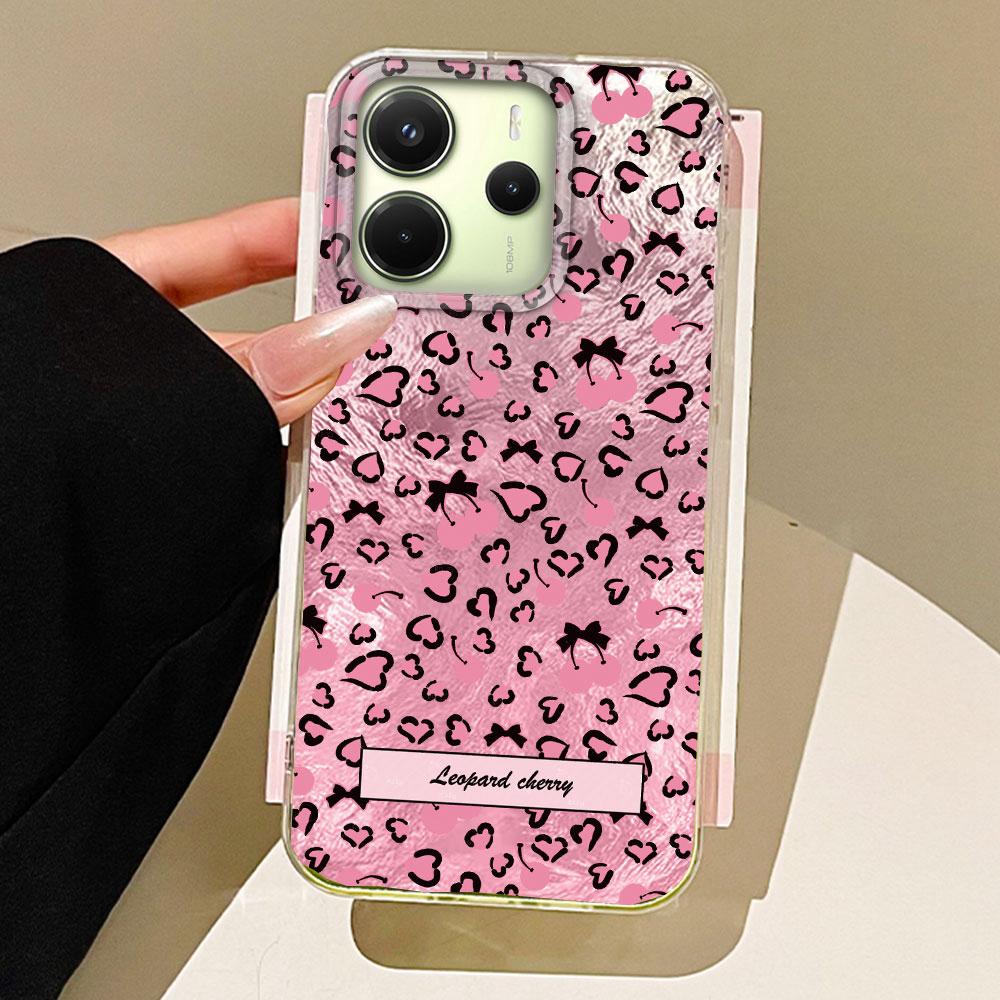 Pink Leopard Glacier Texture Phone Case for Xiaomi Redmi 13C 14C A1 A3 A4 A3X Note 14 13 12 11 11S 10 Pro Silicone Shell Cover