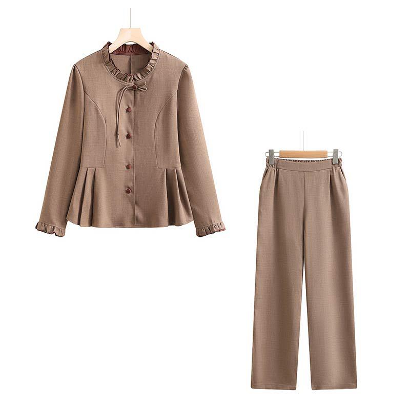 2025 Spring Fashionable Two-Piece Jacket & Shirt Set for Middle-Aged Women