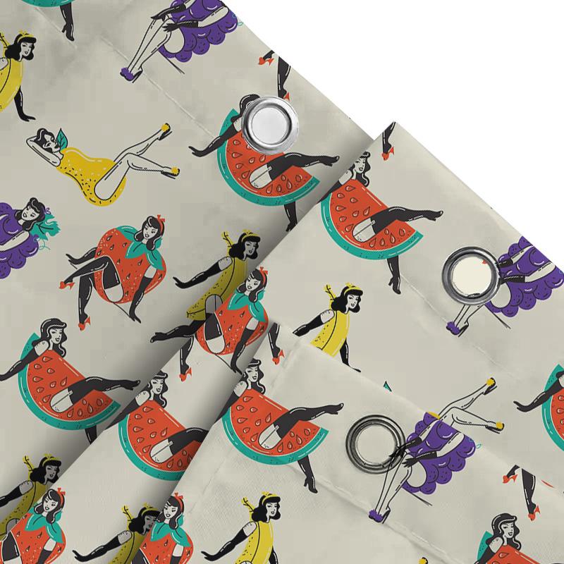 Vibrant Retro Bath Curtain Set Funny Cartoon Print Shower Curtains For Kids Bathroom Decoration In Multiple Colors!