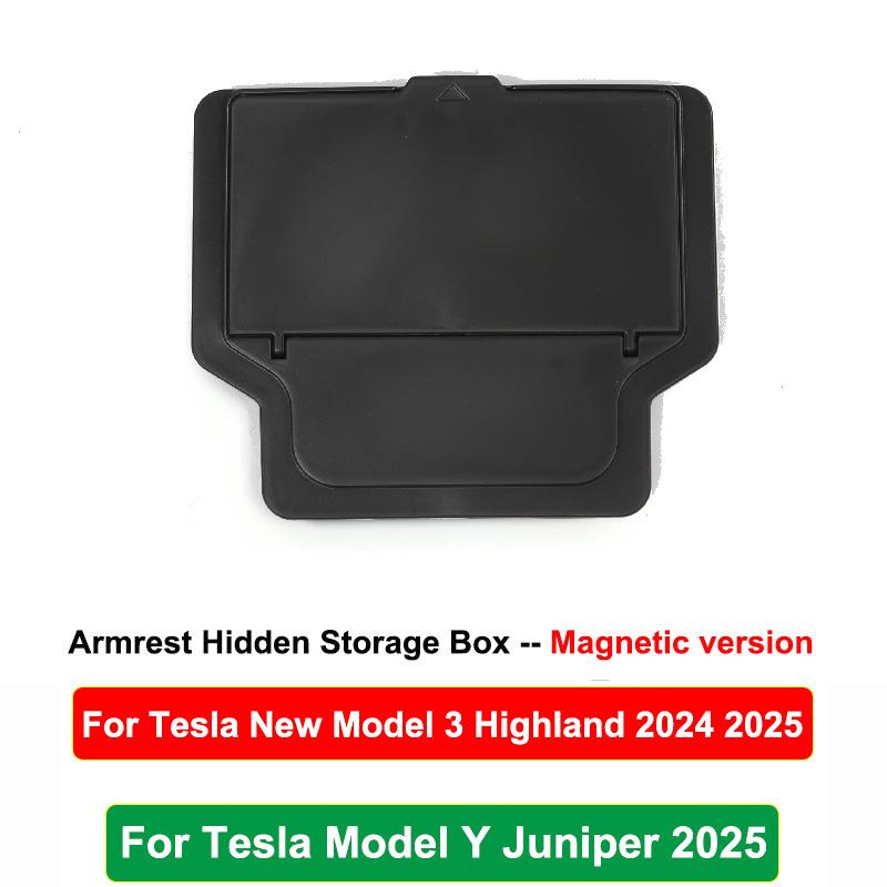 Für Tesla Neues Modell Y Juniper/Launch 2025 Modell 3 Highland 2025 Auto Armlehnenbox Versteckte Aufbewahrungsbox Mittelkonsolen-Organizer-Etui