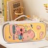 Cartoon Cute Capybara Pencil Case With Handle Portable Pen Bag Student Stationery School Supplies Large Capacity Storage Pen Box