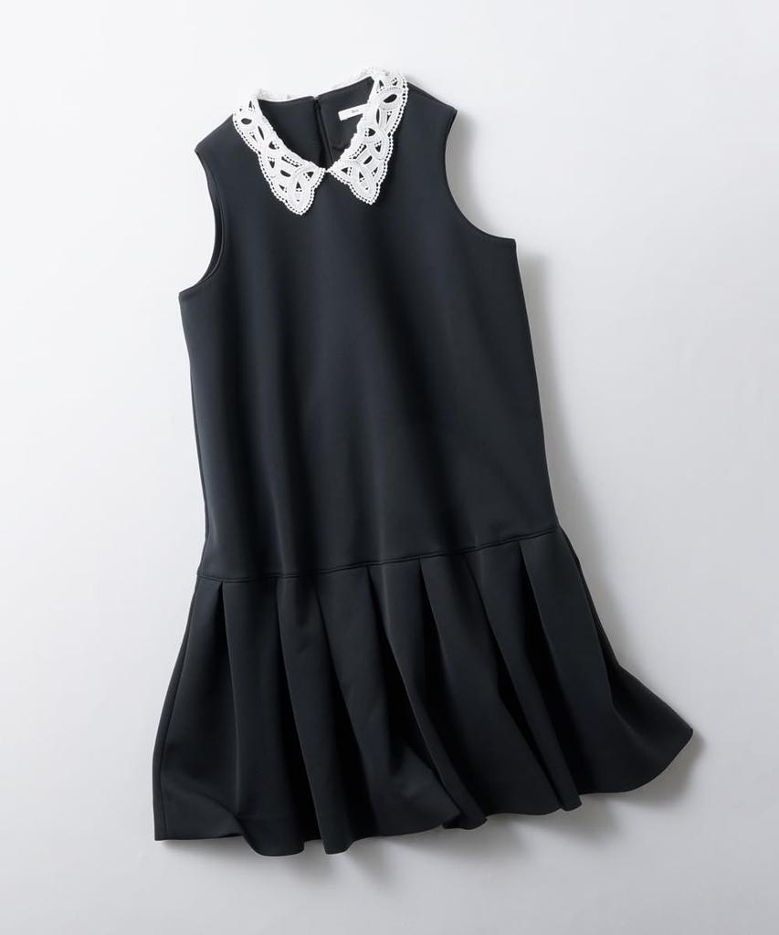 Standard Lace Collar Pleated Mini Dress Black 36 [Double Clothing] Sov. 0501-060-263 Women's