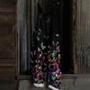 Women's Jumpsuit Christmas Print  Casual Loose Vintage Shoulder Strap Cotton Linen