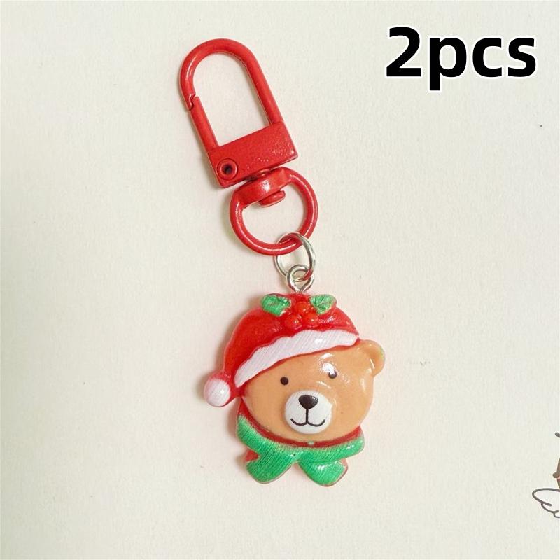 

2/5/10Pcs Cute Cartoon Elk Santa Wreath Snowman Resin Keychain Charms Bag Pendant Christmas Party Ornaments Friend Gifts A10