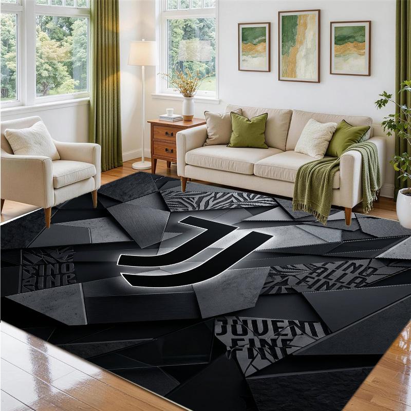 Juventus FC Design Crystal Velvet Rug Soft Decorative Mat for Bedroom Entrance