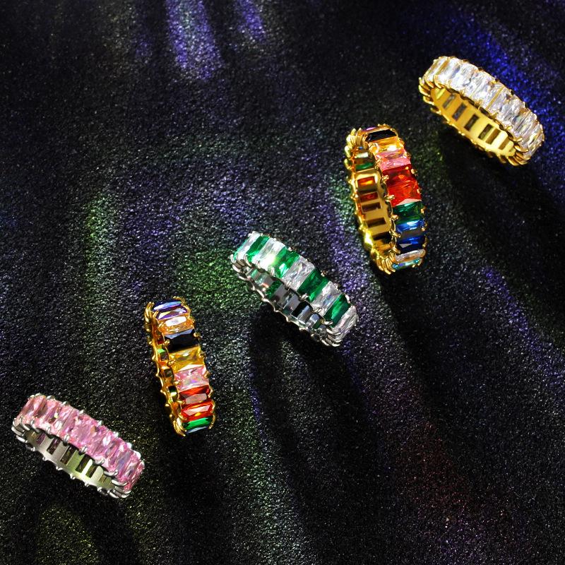 Hot Selling Titanium Steel Women Jewelry Luxury Designs 5mm Full Cubic Zirconia Engagement Rings For Men Best Friend Gifts