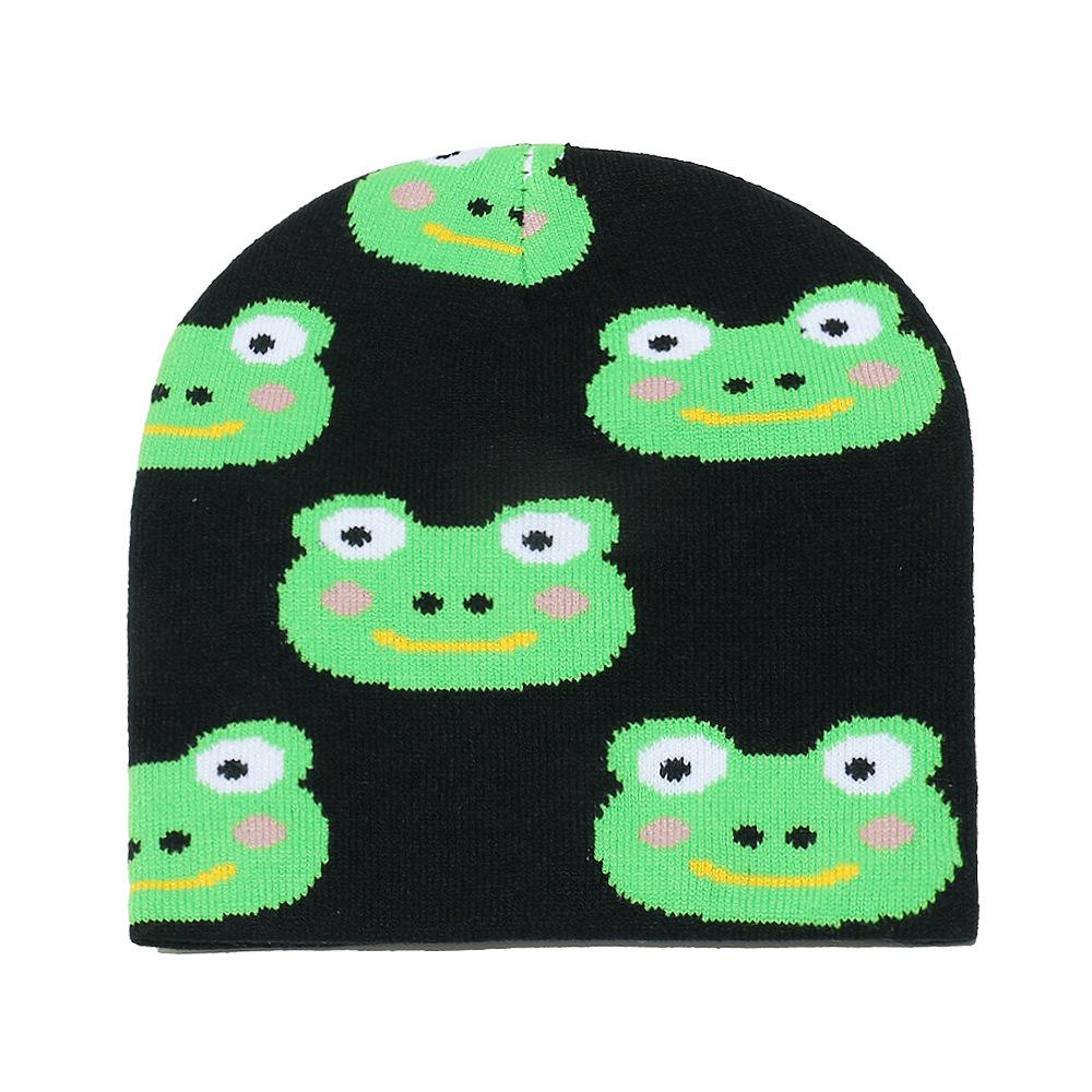 Shein autumn and winter cute warm knitted hat ear protector butterfly little yellow duck frog pullover hat wool hat female