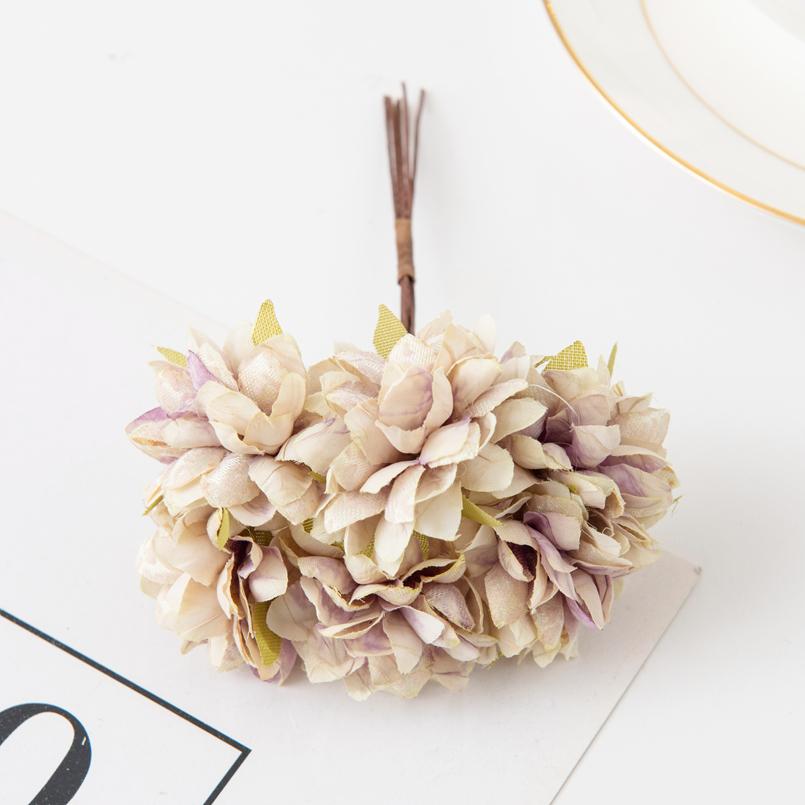 6Pcs Artificial Flowers Silk Carnation Mini Bouquet Wedding Wreaths Valentine for Home Decortion Scrapbooking Bridal Accessories