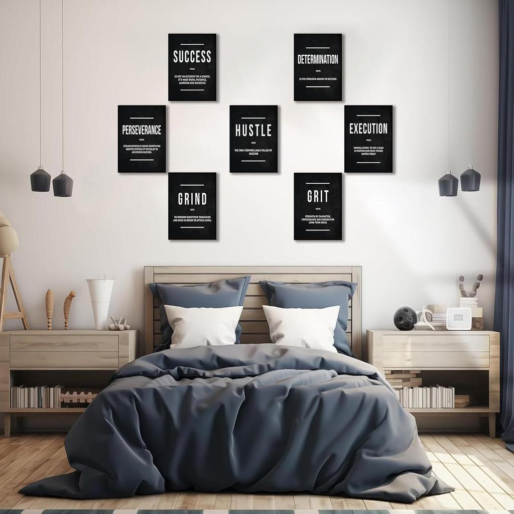 9Pcs Motivational Wall Art pirational Quote Canvas Painting Success Entrepreneur Phrases Wall Decor Positive Affirmation Poster Prints for Bedroom