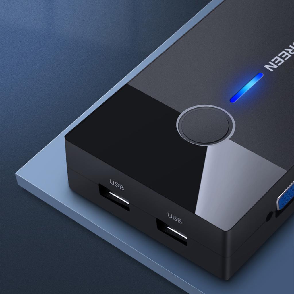 Ugreen Dual Monitor KVM Switch - Seamless Control for Two Computers - Black