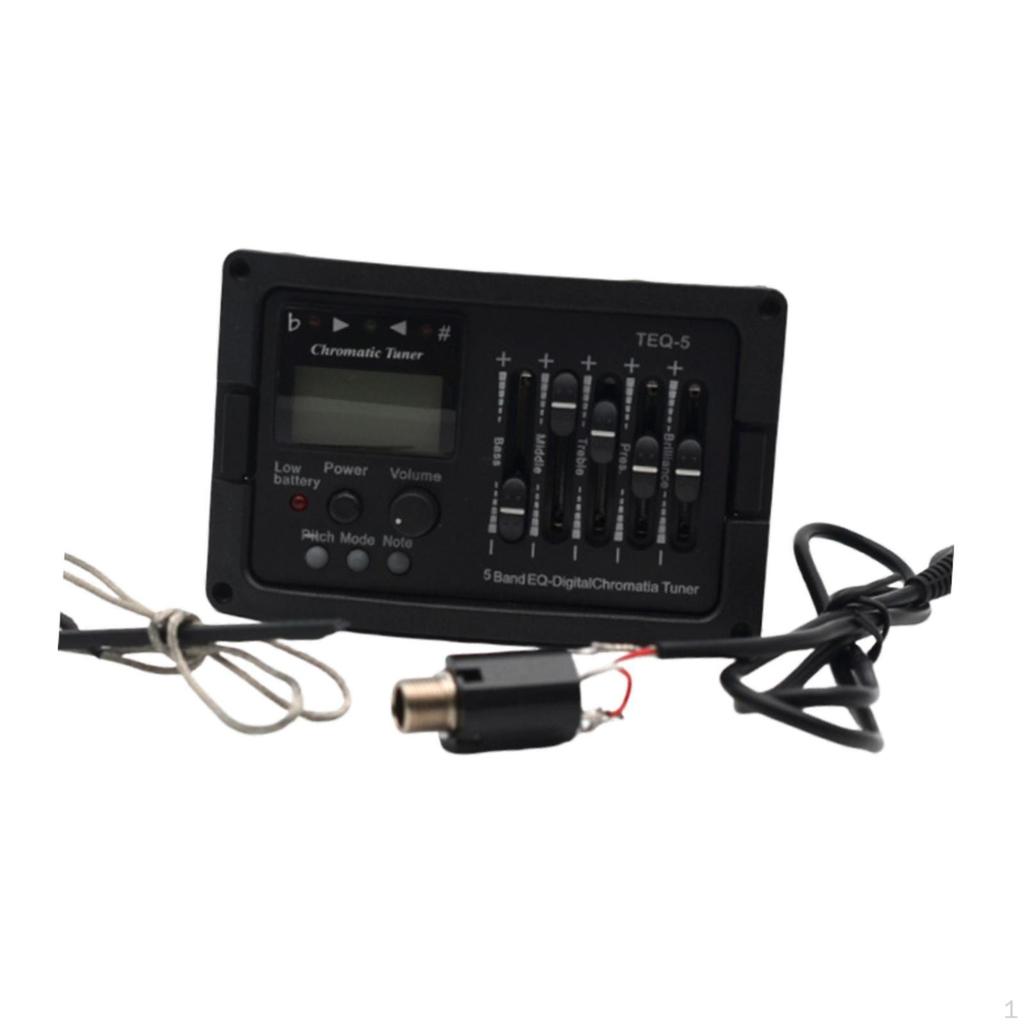 5 Band Acoustic Guitar Preamp Chromatia Blend Tuner Piezo Pickup,Volume Control for