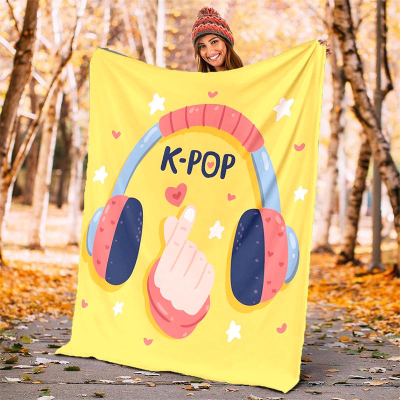 KPOP Flannel Blanket Soft Warm All-Season Throw, Design for Camping, Car Travel, Hiking Sofa, Bed, Office Perfect Gift for Parties